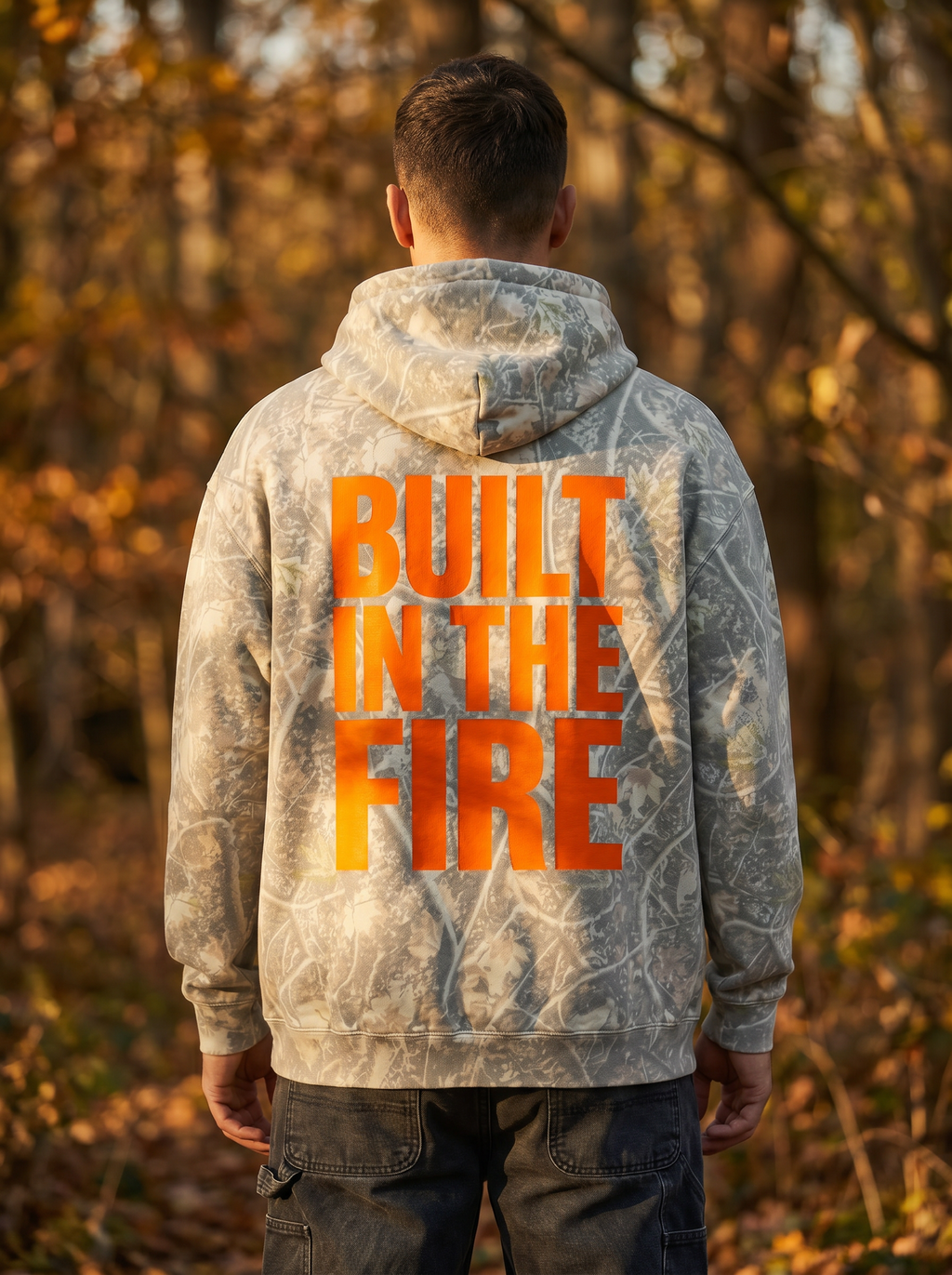 Built In The Fire — Heavyweight Camo Hoodie